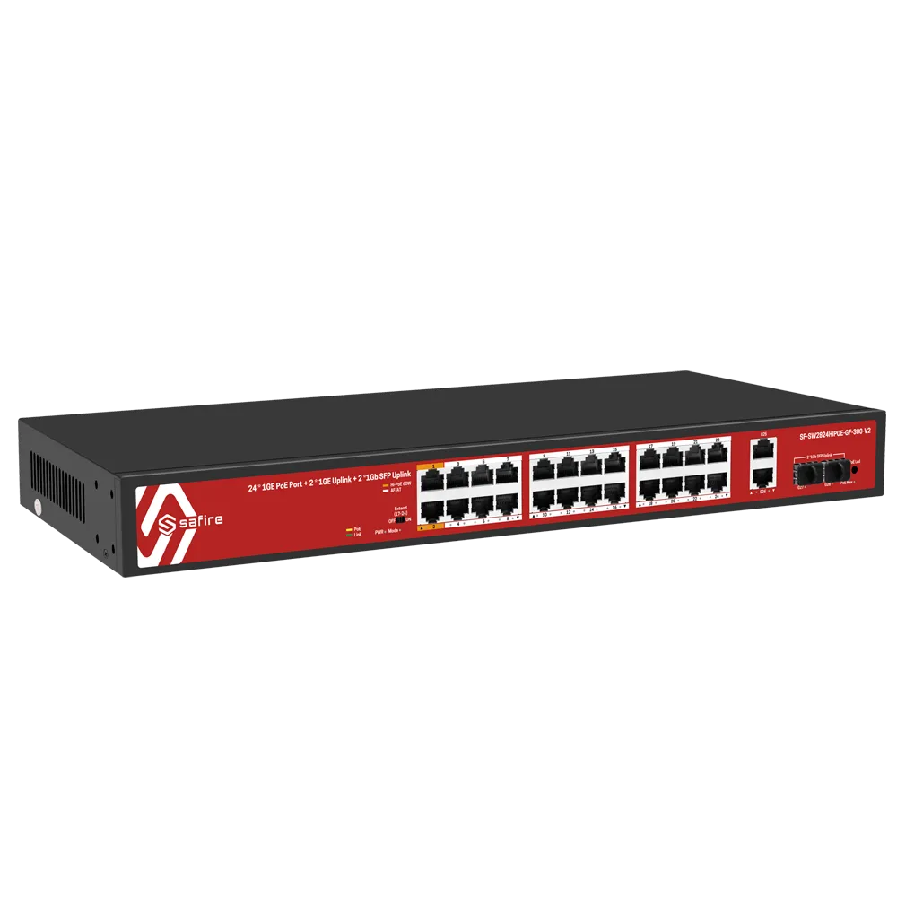 Switch PoE 24 Puertos Gigabit Safire SF-SW2824HIPOE-GF-300-V2