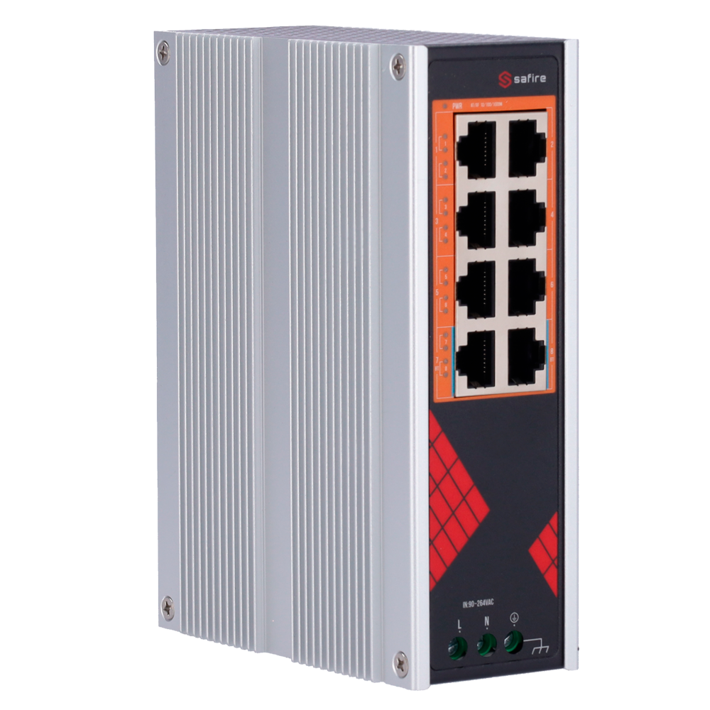 Safire Smart - SF-SWI08HIPOE-G-AC-130-DIN - Switch 8P Gigabit PoE No gestionable - Imagen 3