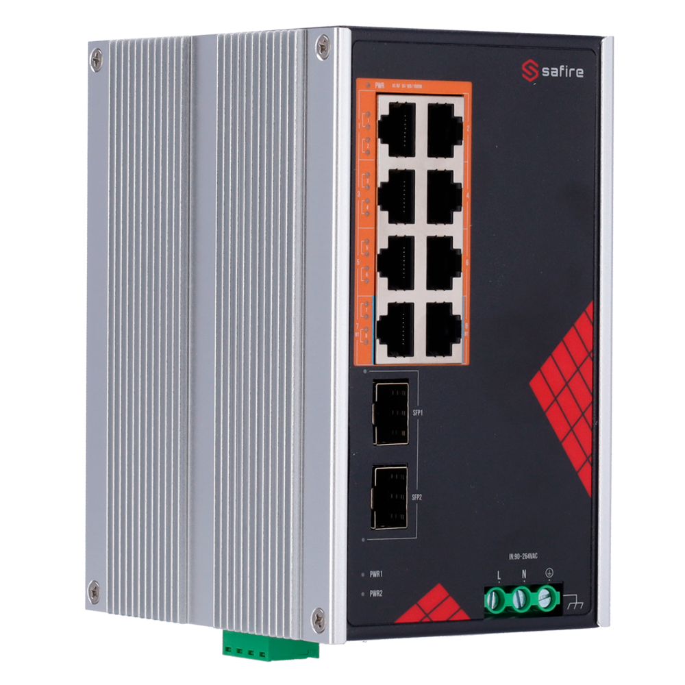Safire Smart - SF-SWI1008HIPOE-GF-AC-130-DIN - Switch 8P Gigabit PoE No gestionable SFP - Imagen 3