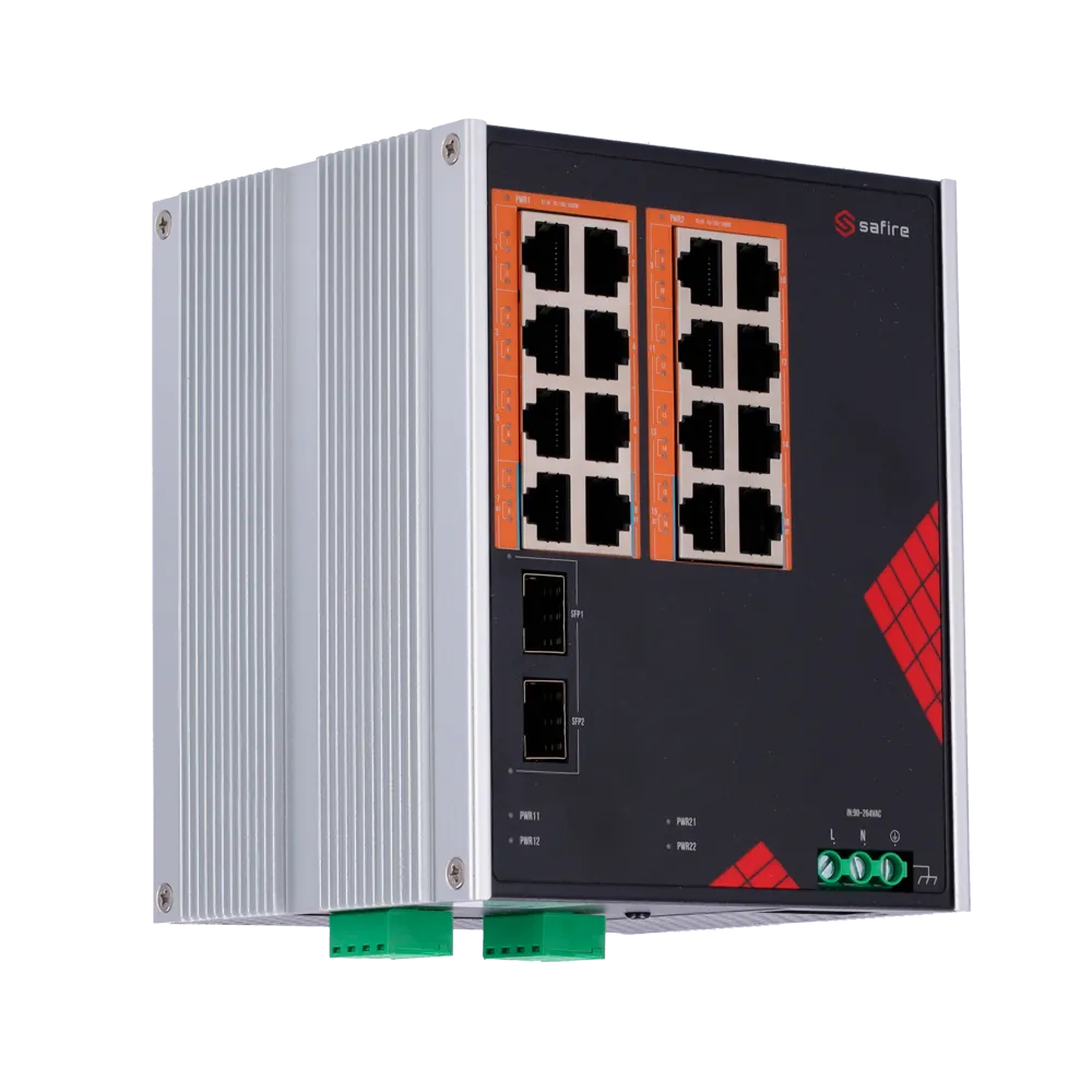 Switch 16P Gigabit PoE SF-SWI1816HIPOE-GF-AC-260-DIN Safire