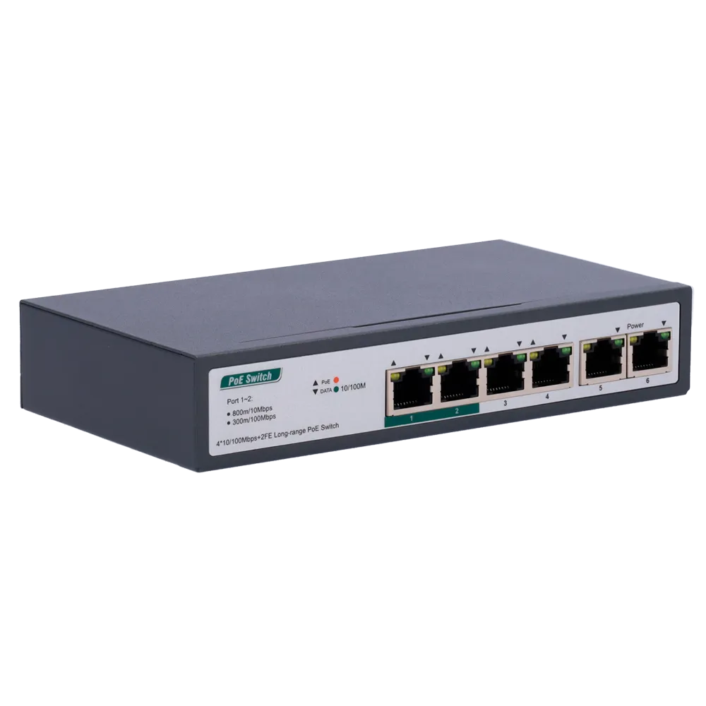 Switch PoE 4 Puertos Gigabit No Gestionable SW0604POE-800M-60W