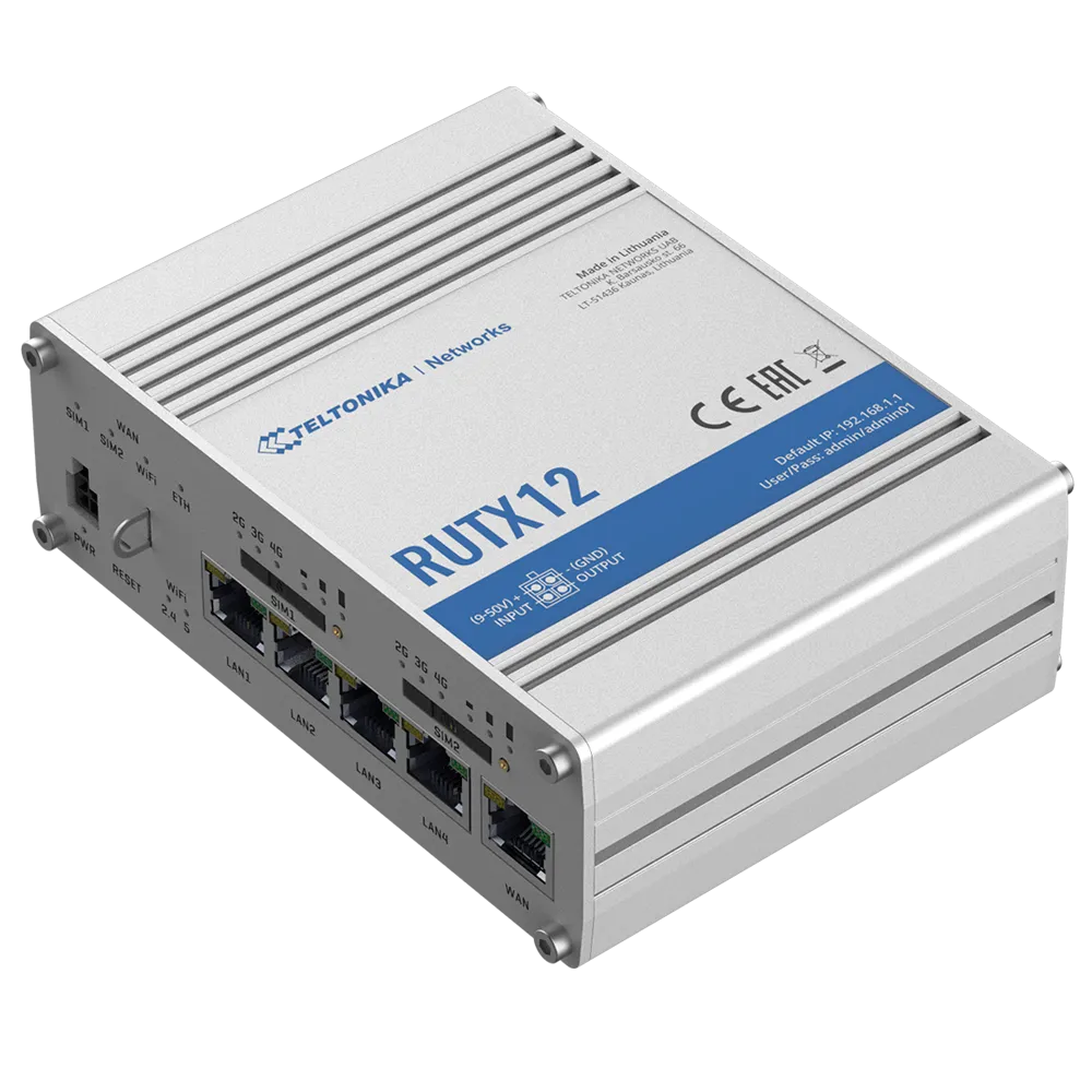 Router 4G Cat 6 Teltonika RUTX12 Wi-Fi 5 PoE Industrial