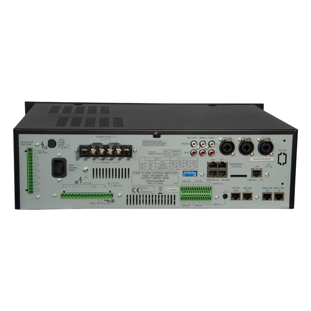 Bastidor EN54 VM TOA TOA-VM-3360VA para Sistemas Alarma Voz