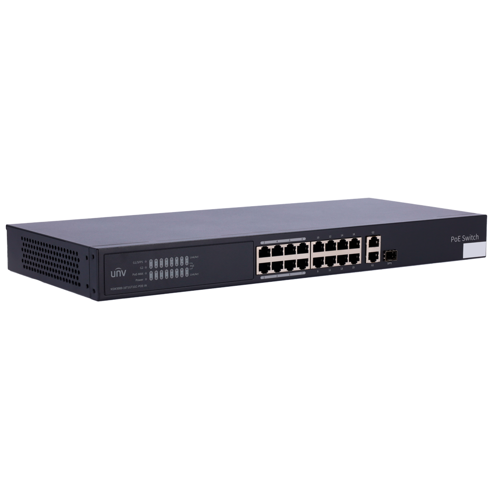 Uniview - UV-NSW3000-16T1GT1GC-POE-IN - Switch 16P Gigabit PoE Gestionable SFP - Imagen 3