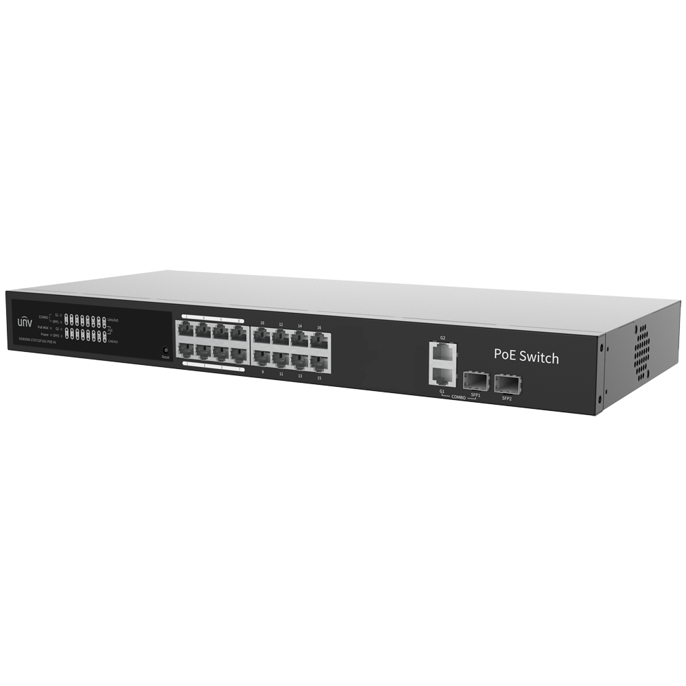 Uniview - UV-NSW3000-17GT1GP1GC-POE-IN - Switch 16P Gigabit PoE Gestionable SFP - Imagen 3