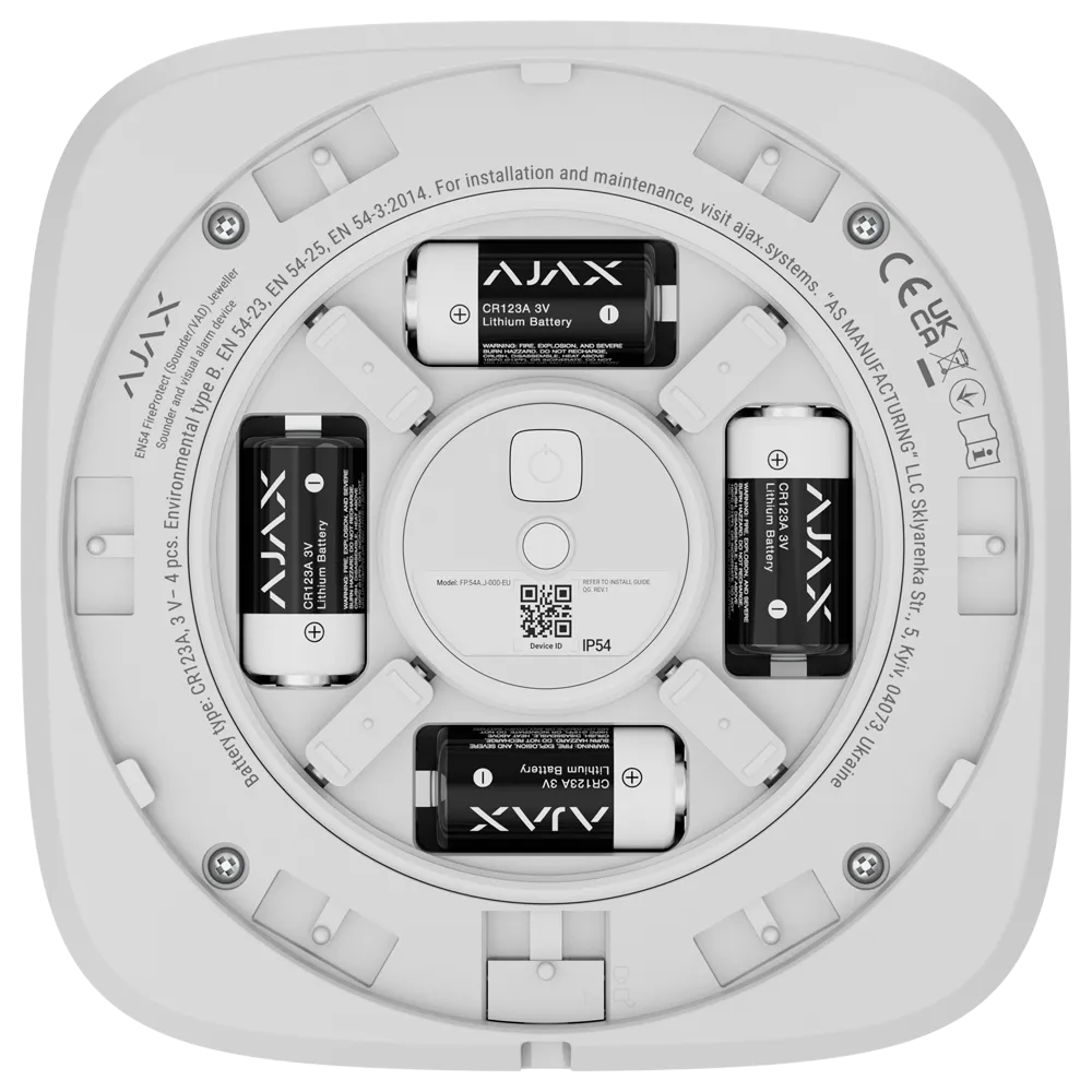 Sirena Inalámbrica Ajax AJ-EN54-SOUNDER-W Certificada EN54