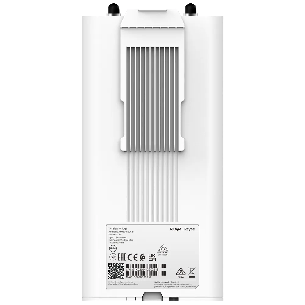 Radioenlace Wi-Fi 5 GHz RG-AirMetro550G-B Alcance 10 km PoE