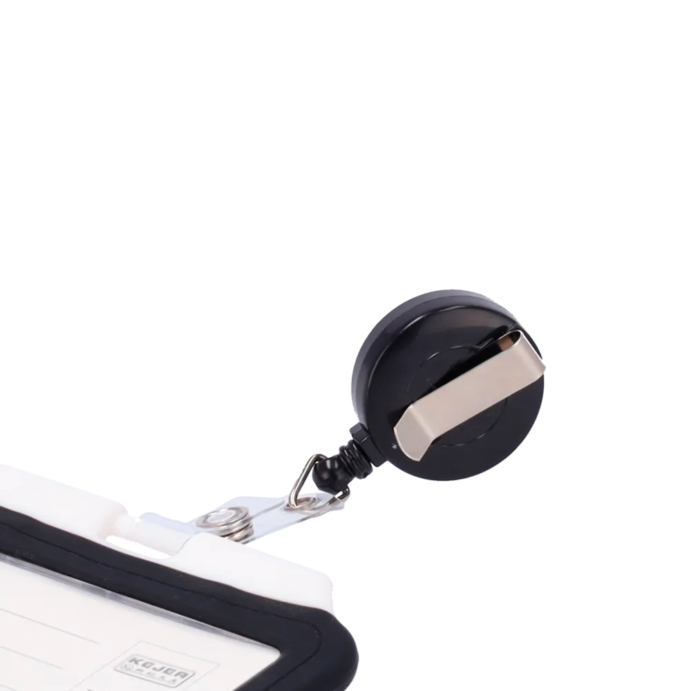 Portacarnet CARD-HOLDER-CLIP-BLACK con Clip Retráctil