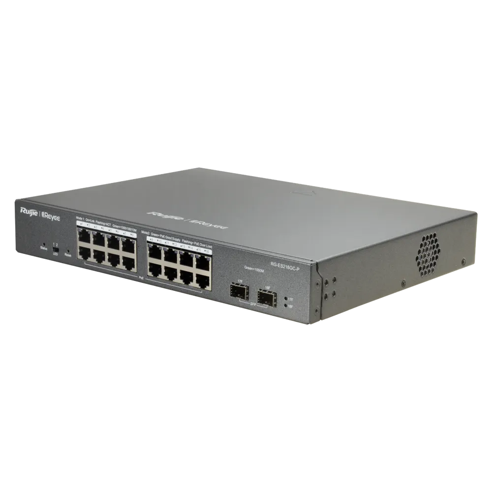 Switch Gigabit PoE Gestionable Reyee RG-ES218GC-P 16 Puertos