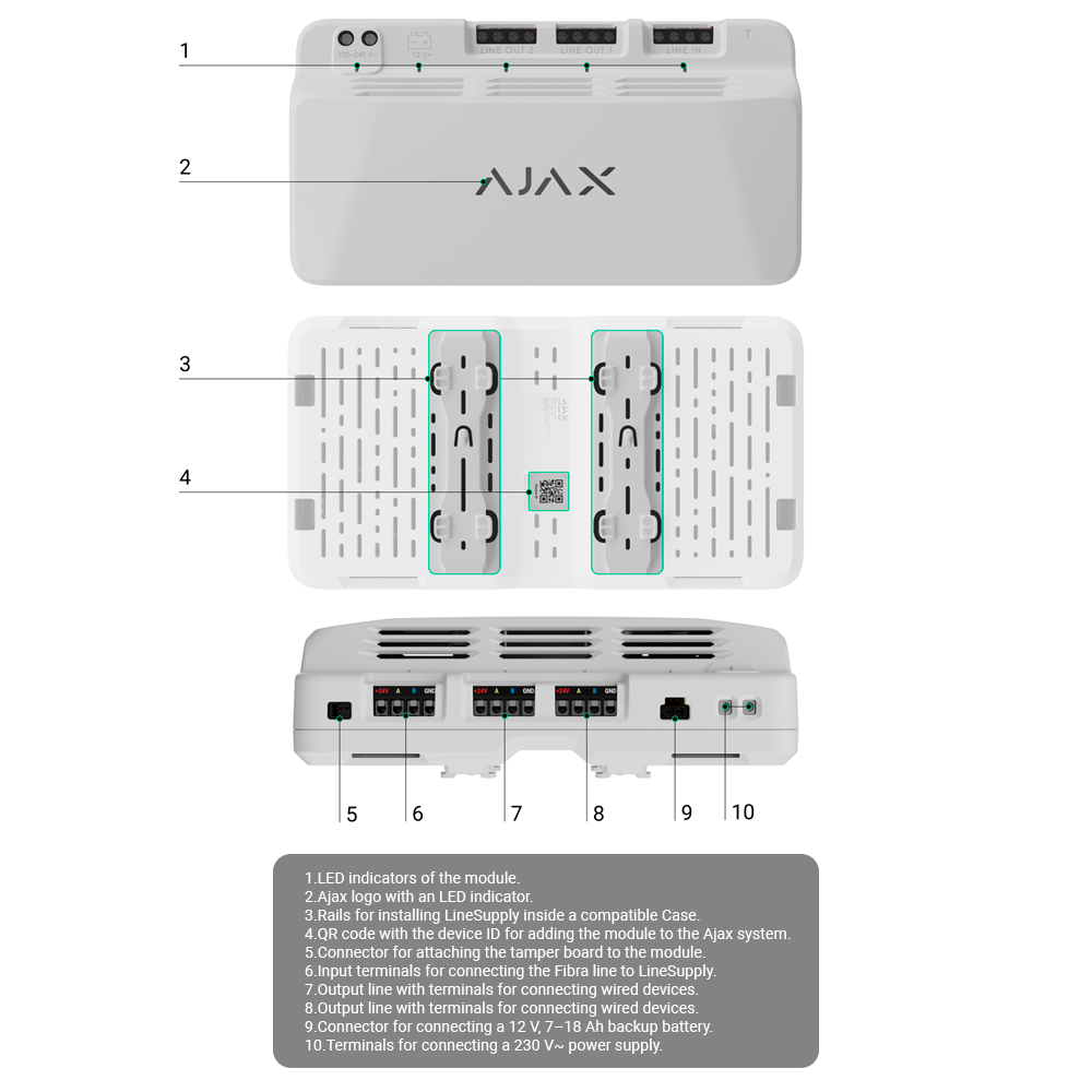 AJAX - FIBRA-LINESUPPLY-75W-B - Accesorio - Imagen 3