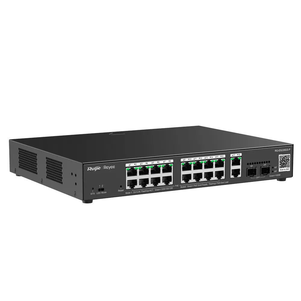 Switch Gigabit PoE Gestionable Reyee RG-ES220GS-P 20 Puertos