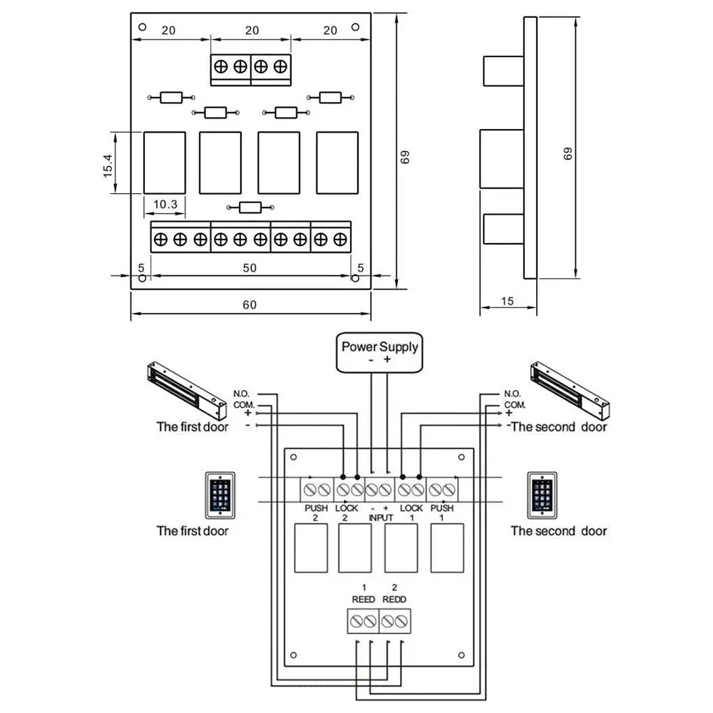 YLI PCB-501 Módulo Relé Control Accesos Cerraduras