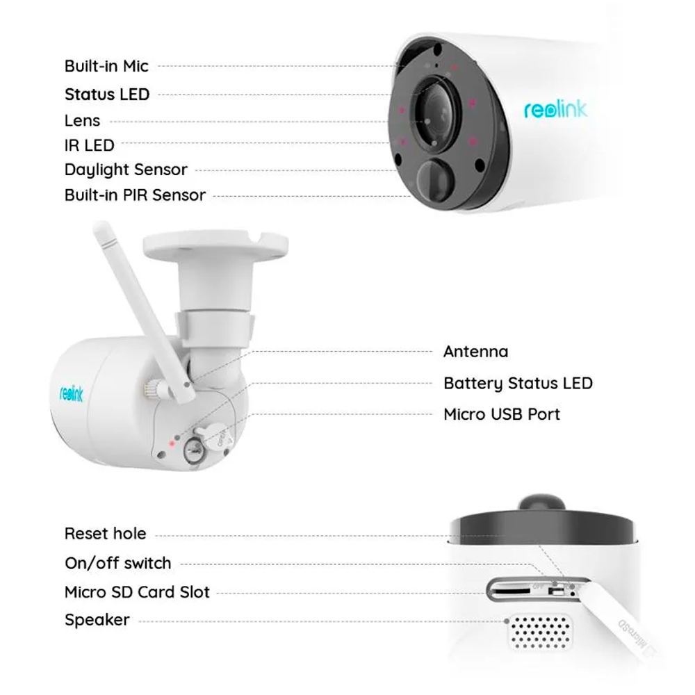 Reolink RL-ARGUS-B320-W Cámara 3MP WiFi 2.4 Exterior - Imagen 3