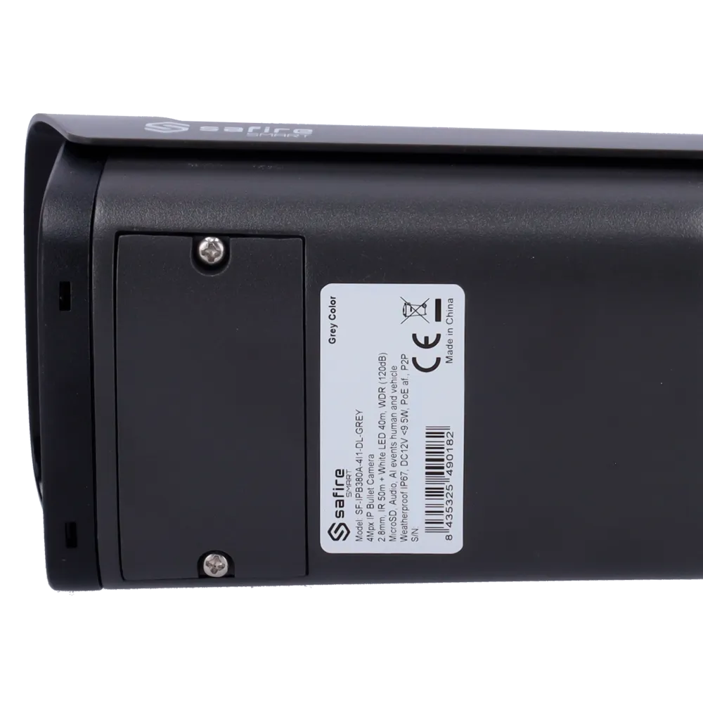 Cámara IP Bullet Safire SF-IPB380A-4I1-DL-GREY 4MP 2.8mm