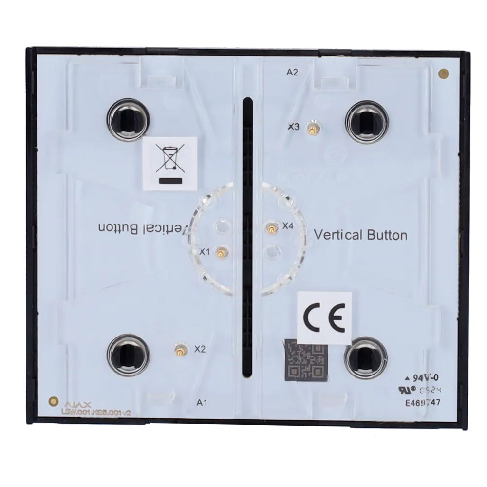 Interruptor Ajax AJ-CENTERBUTTON-1G2W-B-VERT Negro 2W