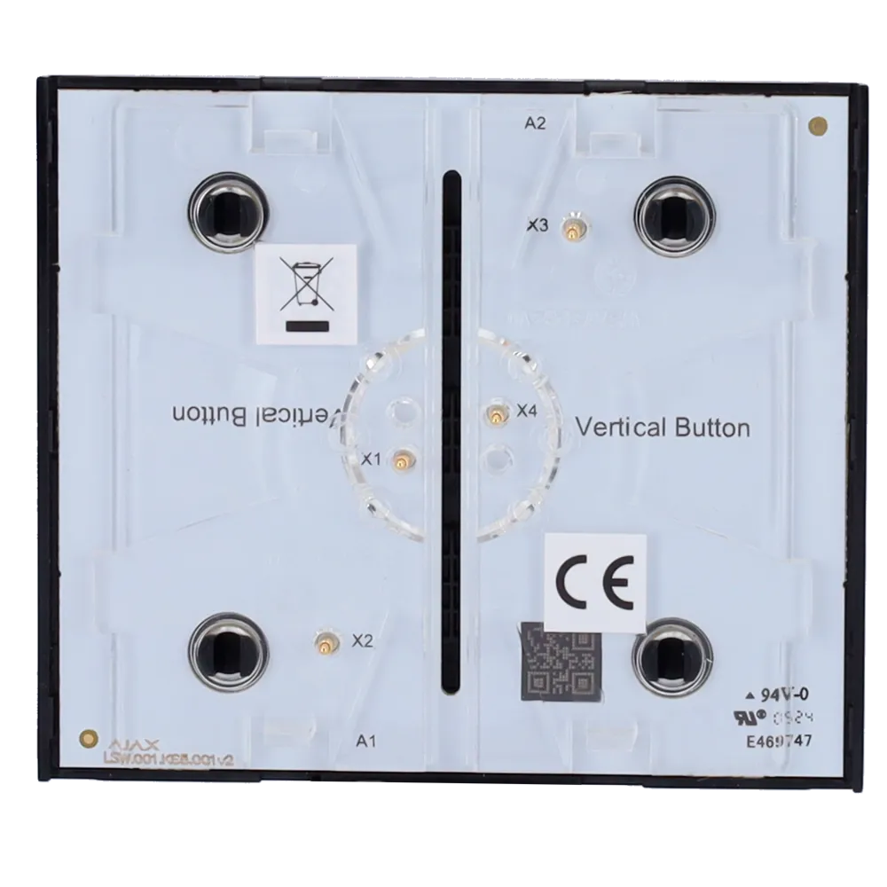 AJAX AJ-CENTERBUTTON-2G-B-VERT Panel Táctil Negro 2 Gangs