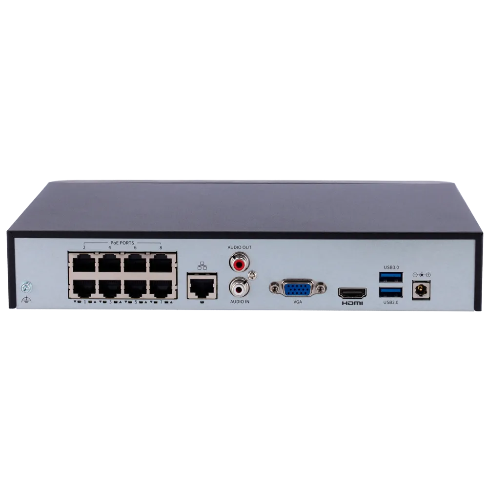 NVR Uniview UV-NVR301-08B-P8-IQ 8 Canales PoE 12MP H.265