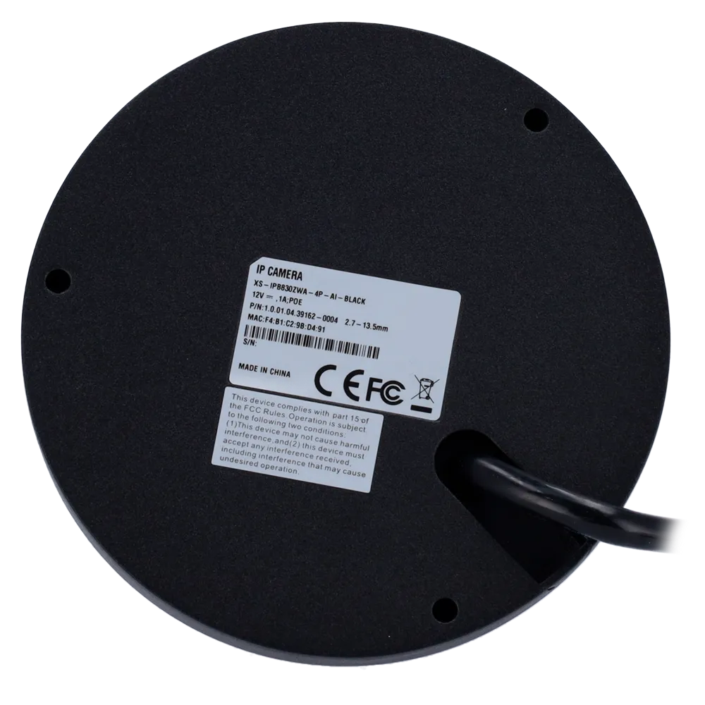 Cámara Domo IP 4MP XS-IPB830ZWA-4P-AI-BLACK Motorizada IA