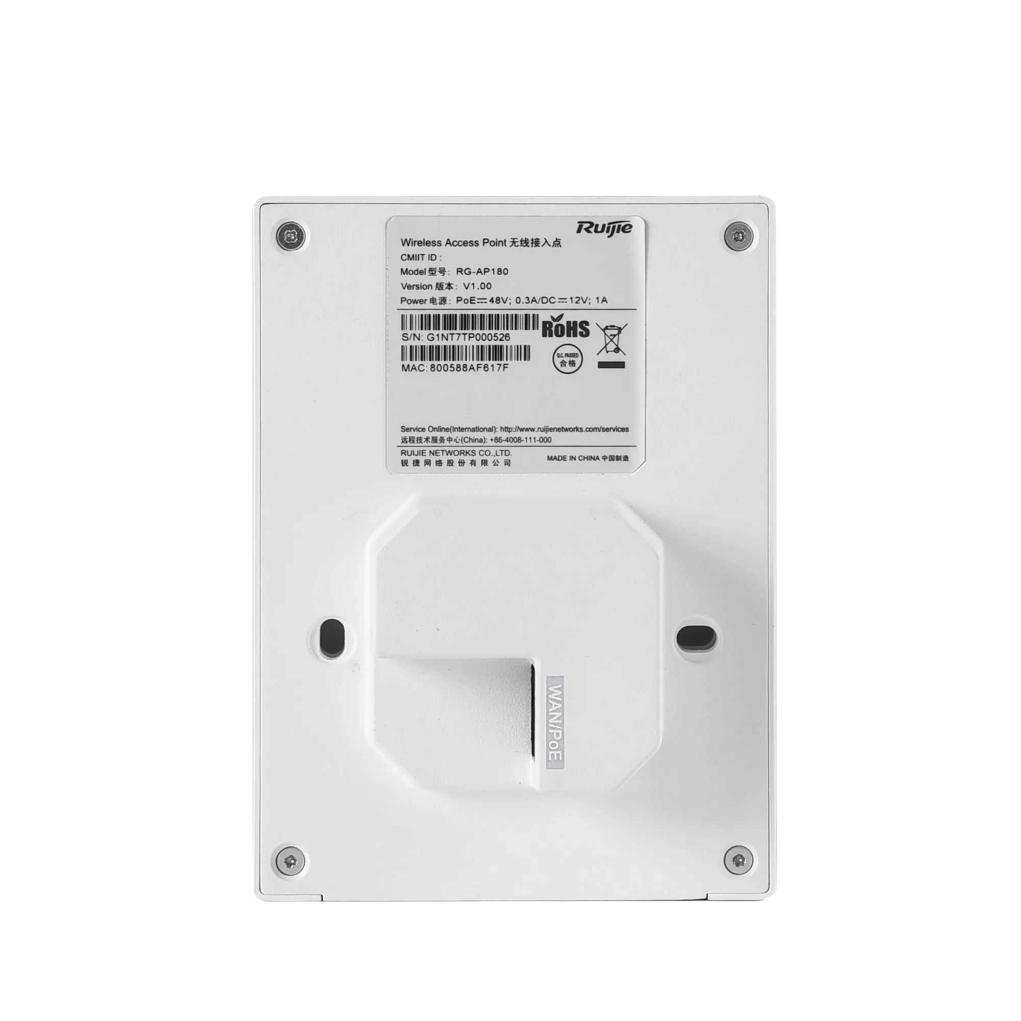 Punto de Acceso Wi-Fi 6 Reyee RG-AP180 Dual Band PoE