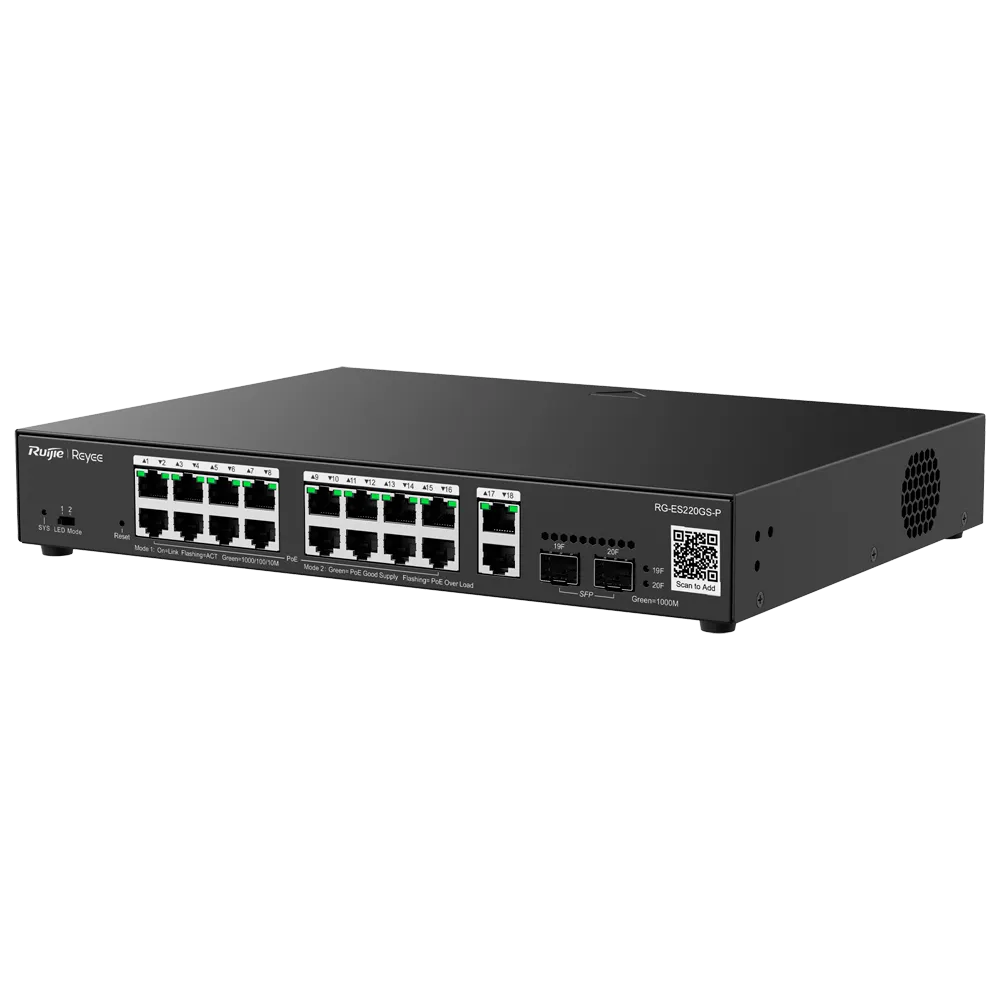 Switch Gigabit PoE Gestionable Reyee RG-ES220GS-P 20 Puertos