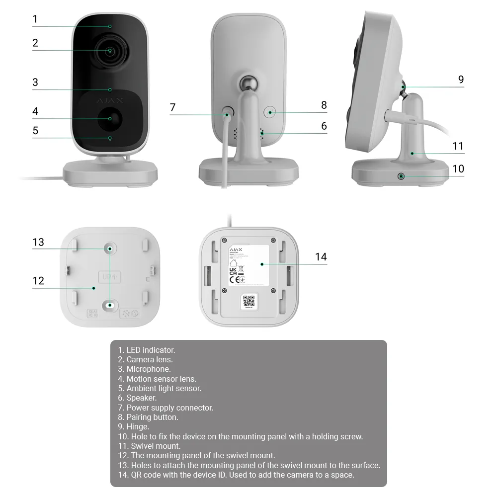 AJAX AJ-INDOORCAM-4-W Cámara IP 4MP WiFi Interior