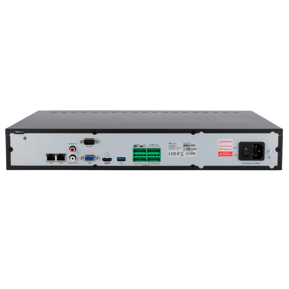 Milesight MS-N7016-G NVR 16 Canales 4K H.265+ 4 HDD