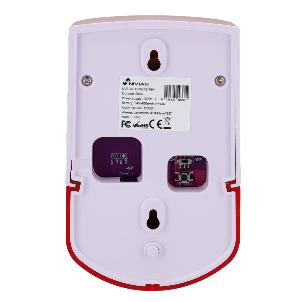 Nivian - NVS-OUTDOORSIREN - Sirena exterior Inalámbrica Batería con flash 120 dB - Imagen 4