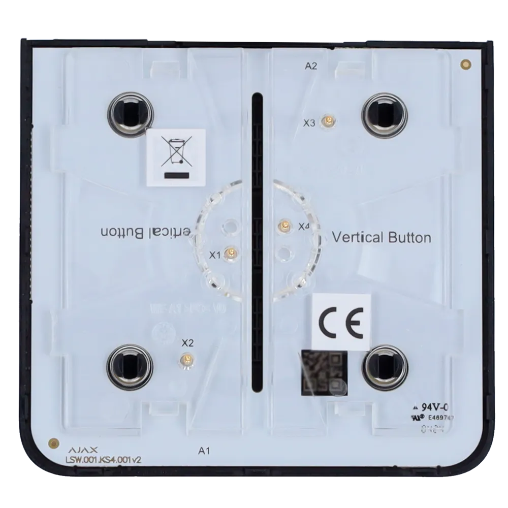 Interruptor Táctil Ajax AJ-SIDEBUTTON-1G2W-B-VERT Negro