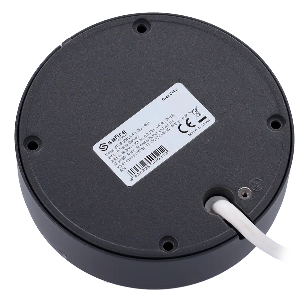 Cámara Domo IP Safire SF-IPD040A-4I1-DL-GREY 4MP IA