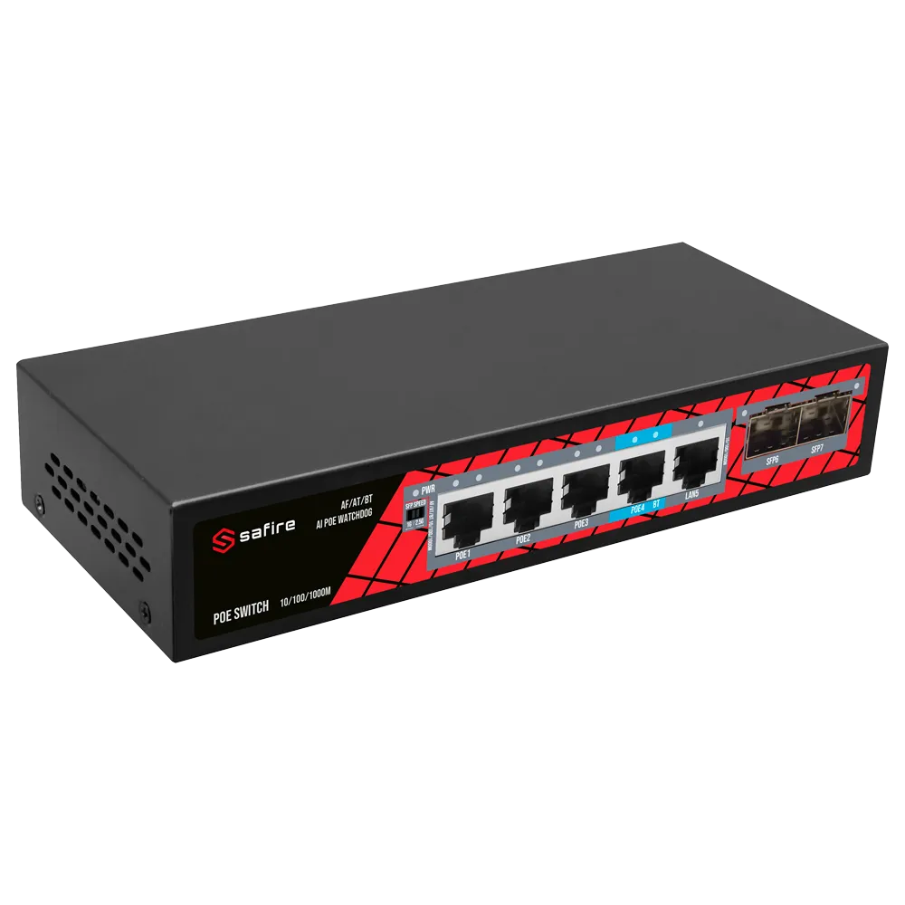 Switch PoE Gigabit SF-SW0704HIPOE-GMF-65 con SFP y Hi-PoE