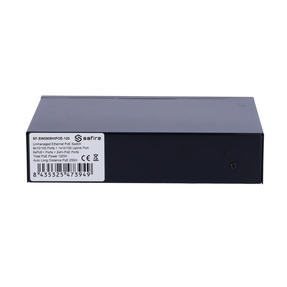 Switch PoE Safire SF-SW0908HIPOE-120 9 Puertos 120W Hi-PoE