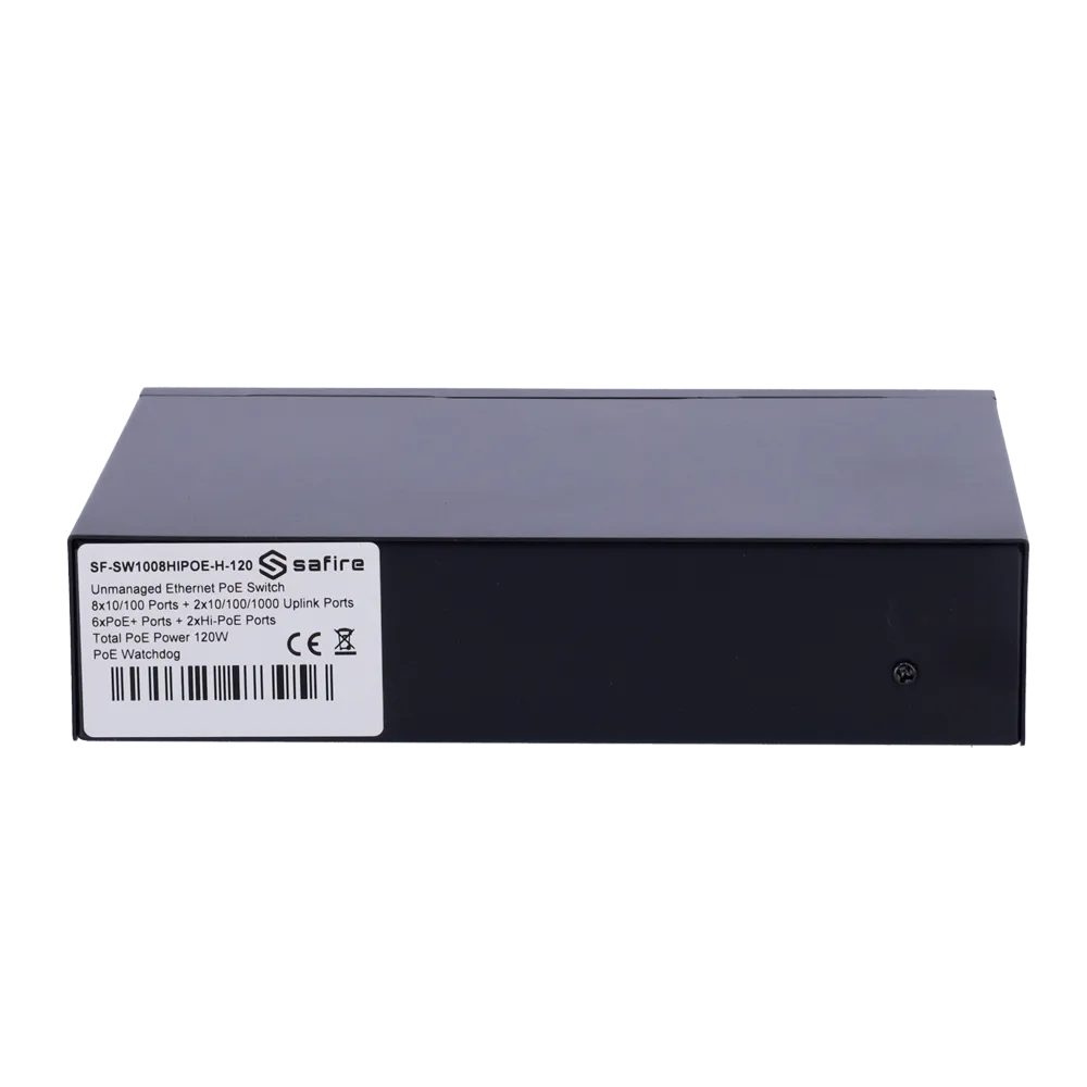 Switch PoE Safire SF-SW1008HIPOE-H-120 8 Puertos Gigabit