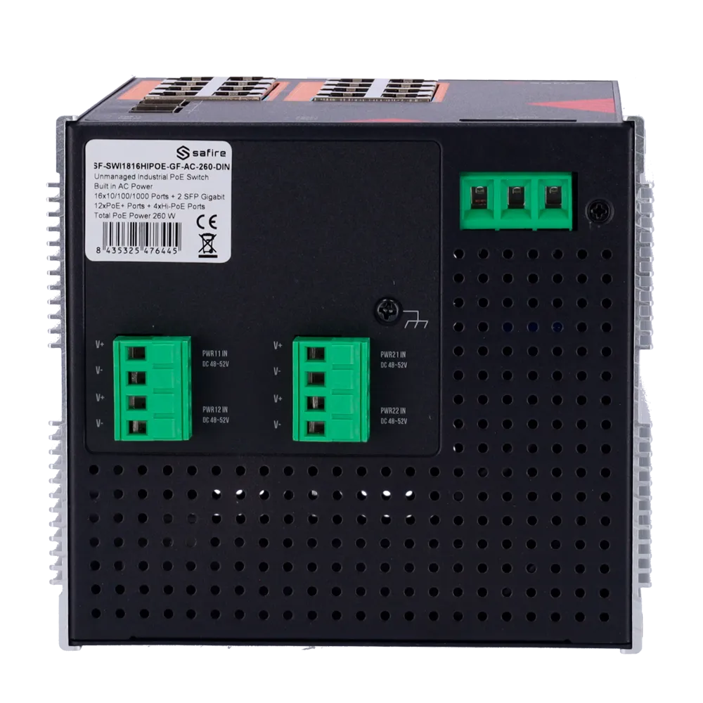 Switch 16P Gigabit PoE SF-SWI1816HIPOE-GF-AC-260-DIN Safire