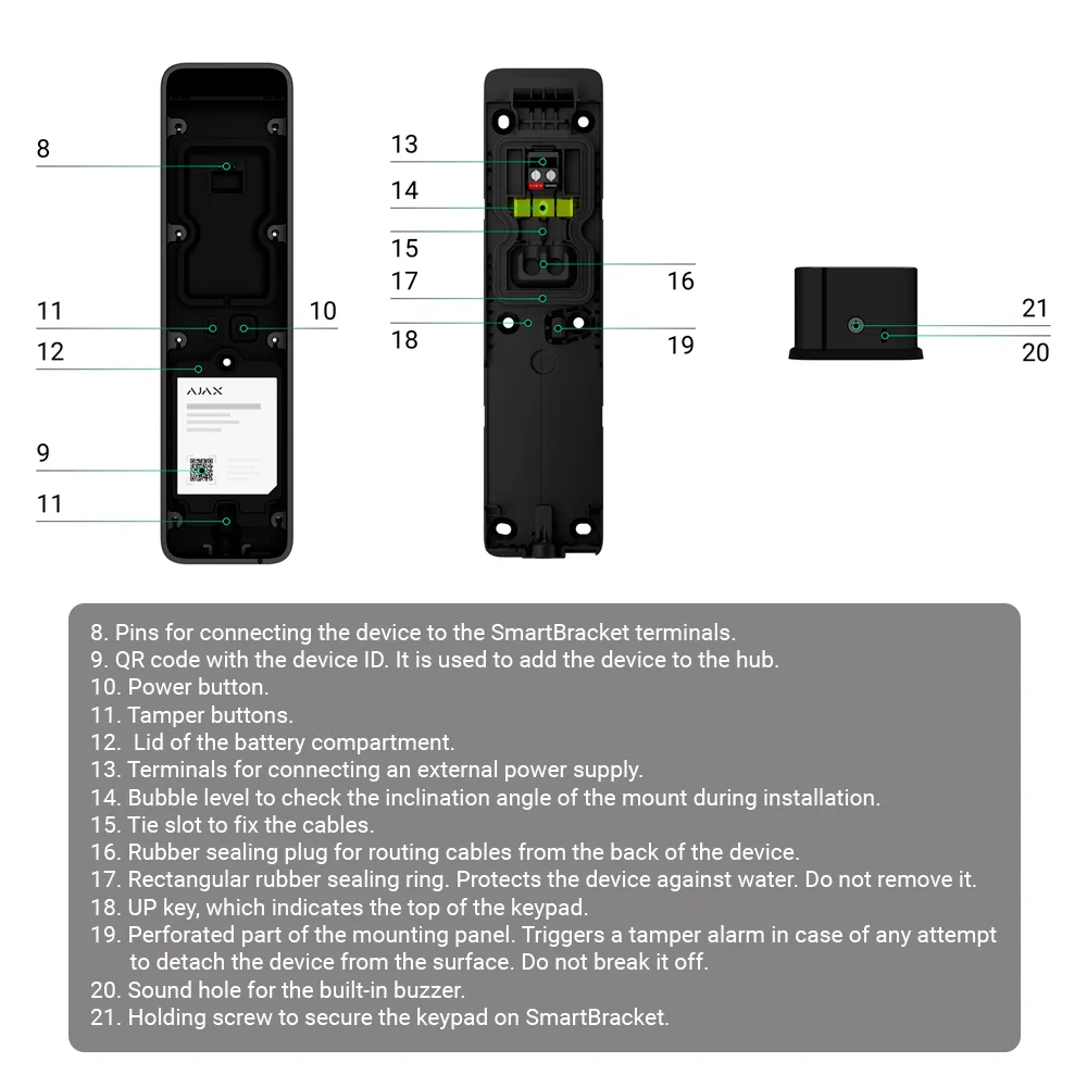 AJAX KeyPad Outdoor Jeweller AJ-KEYPADOUTDOOR-W RFID Blanco
