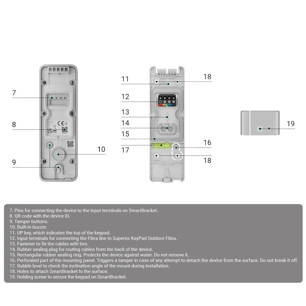Ajax KeyPad Outdoor Fibra RFID FIBRA-KEYPADOUTDOOR-W Blanco