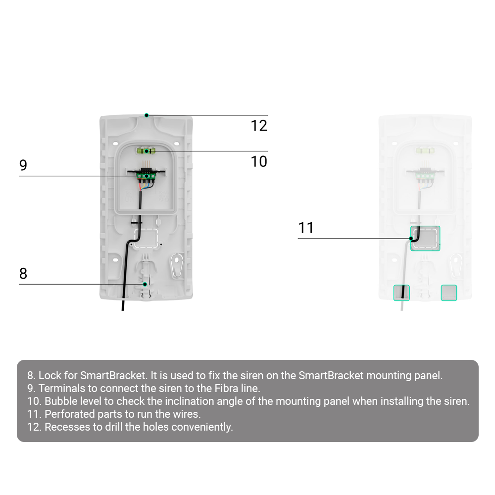 AJAX - FIBRA-STREETSIRENPLUS-W - Sirena exterior Fibra Cableada con flash 107 dB IP54 blanco Grado 3 NFA2P - Imagen 5