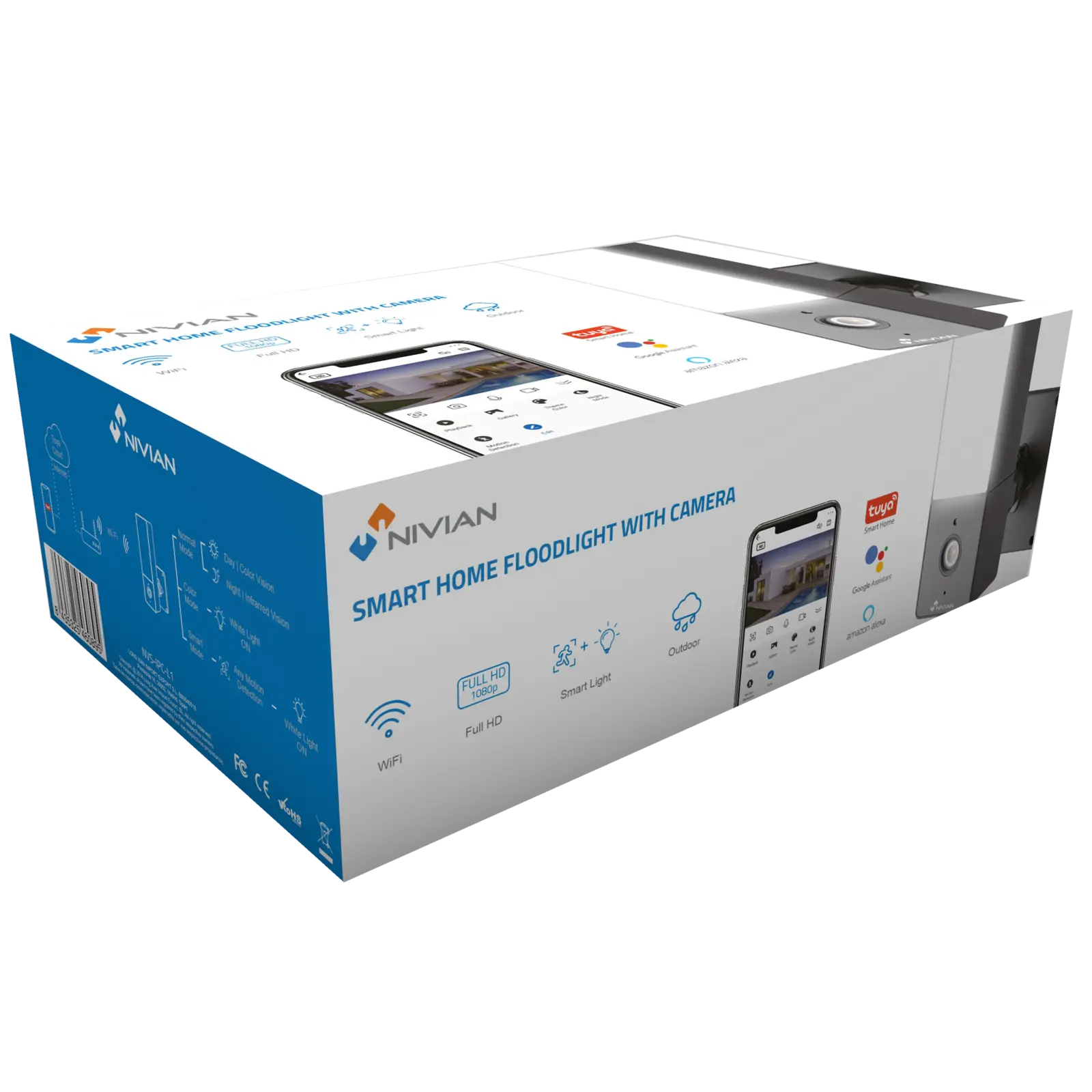 Nivian NVS-IPC-L1 Cámara 1080p WiFi Exterior con Foco LED