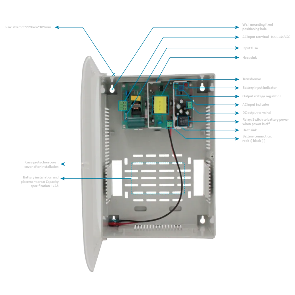 Dahua PD-60-UPS-P Caja Distribución 12V 60W con UPS