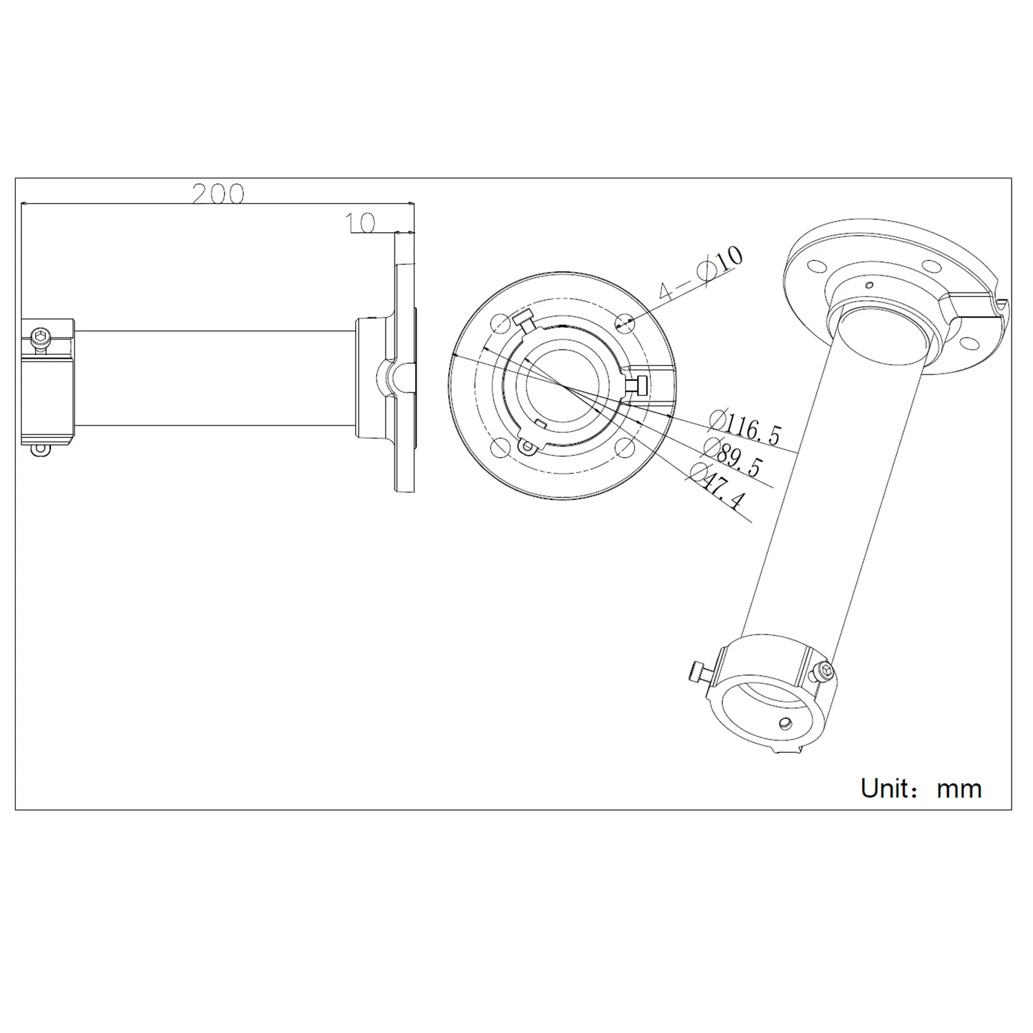 Soporte Techo Hikvision DS-1661ZJ para Domos Exterior