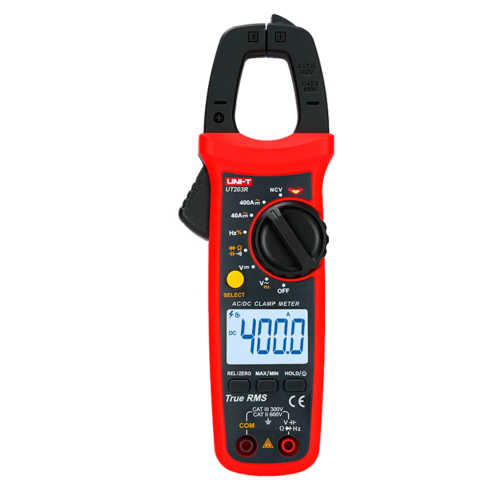 Medidor Eléctrico UNI-T UT203R 600V 400A Pinza Amperimétrica