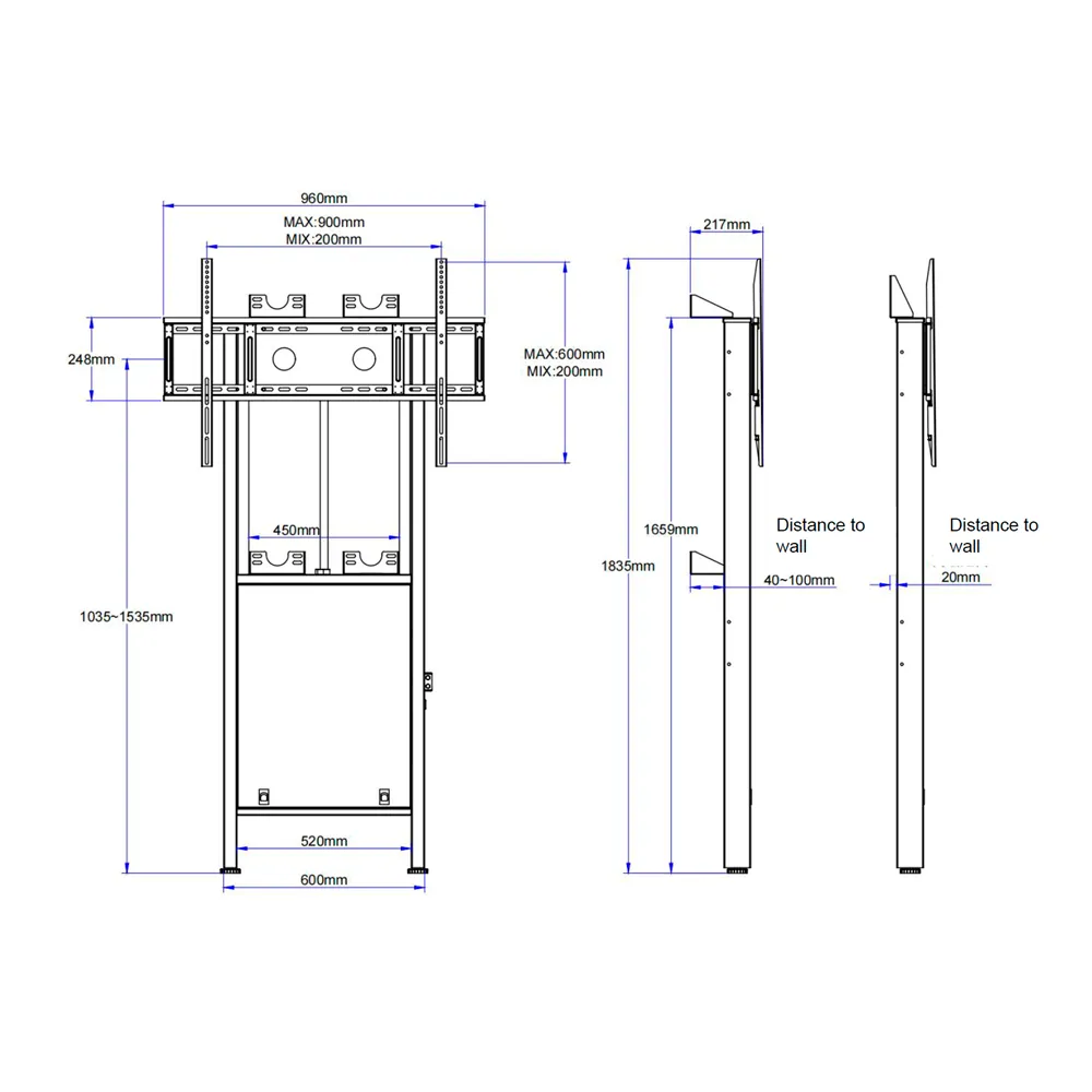 Soporte Motorizado Suelo-Pared 100kg IB-EST08-W2-V3-B