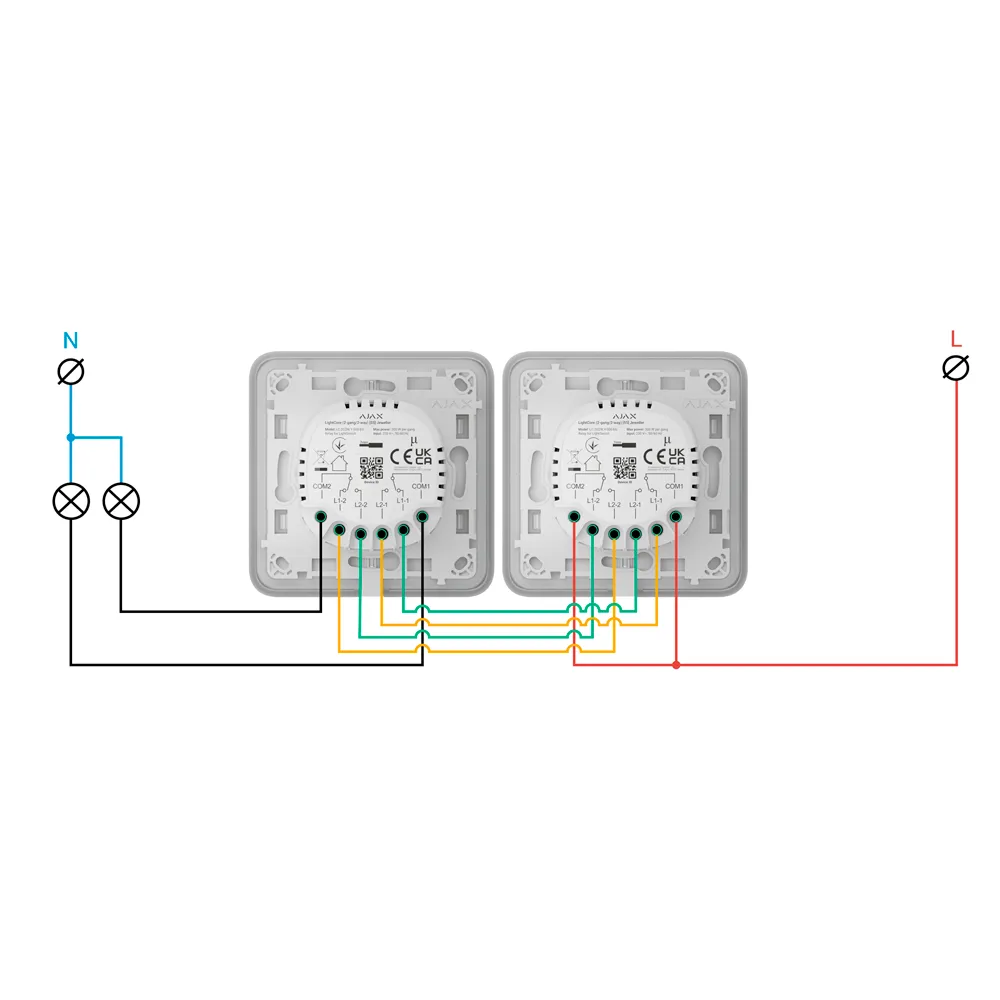 AJAX AJ-LIGHTCORE-2G2W-VERT Interruptor Jeweller 2 Vías