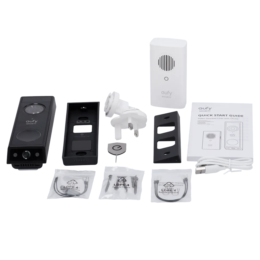 Videotimbre WiFi Eufy E340 EUFY-DOORBELL-E340-KIT Exterior