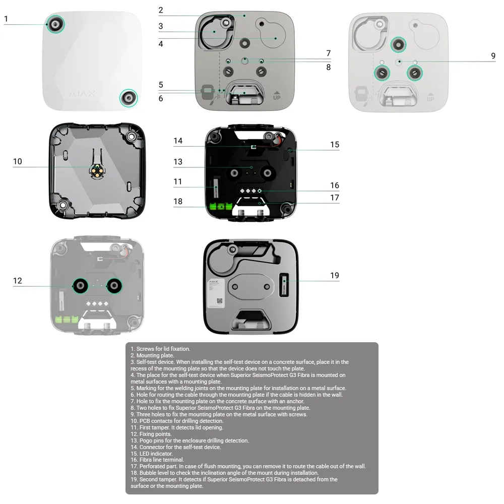 Detector Sísmico FIBRA-SEISMOPROTECT-G3-W Ajax Fibra