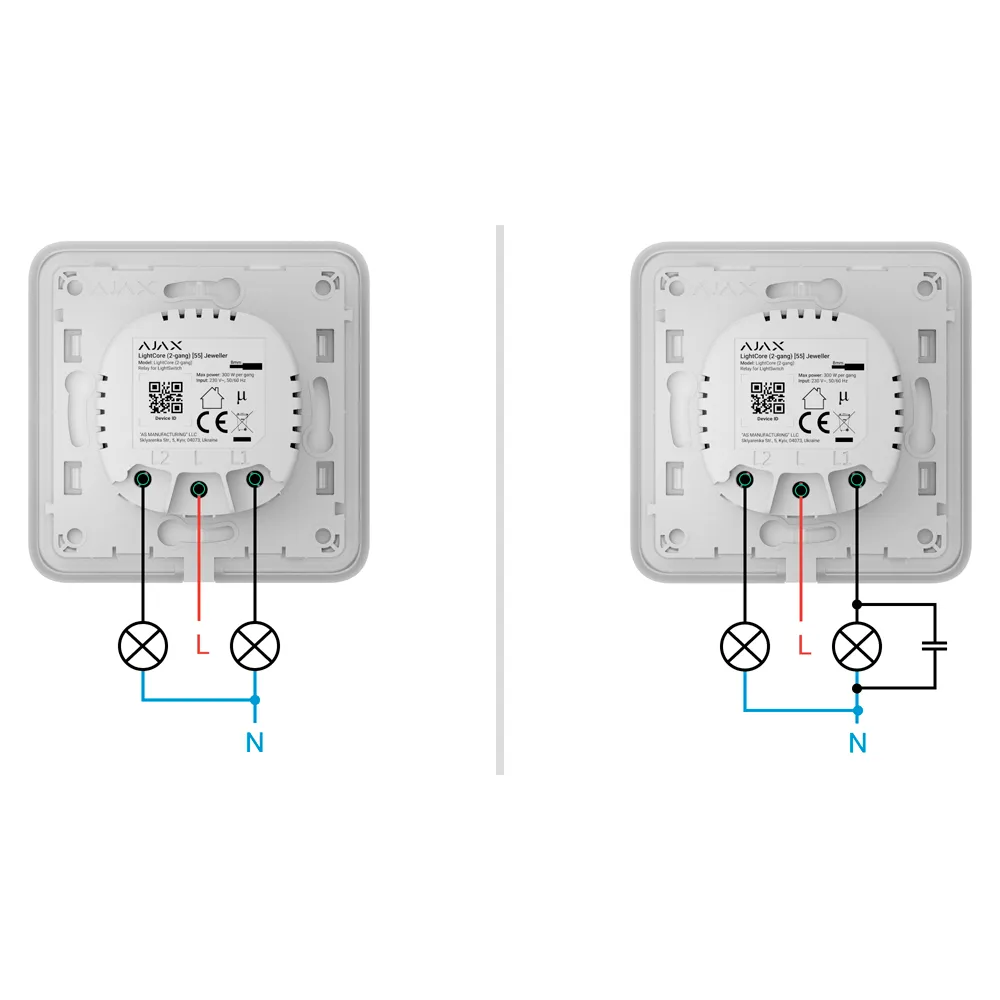 AJAX AJ-LIGHTCORE-2G Interruptor Inteligente 2 Canales