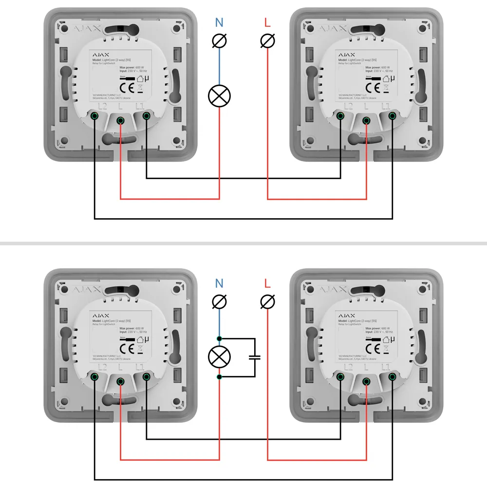 AJAX AJ-LIGHTCORE-2W Interruptor Inteligente Jeweller