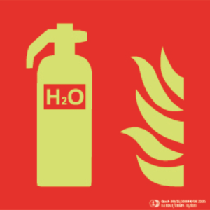 Señal / Cartel de Extintor Hídrico luminiscente. Clase A