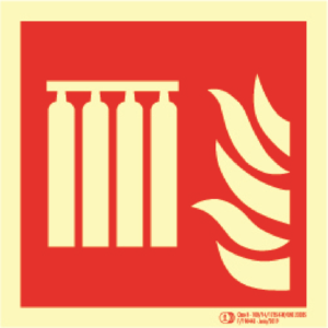 Señal / Cartel de Baterías de Equipos de Extinción luminiscente. Clase B.