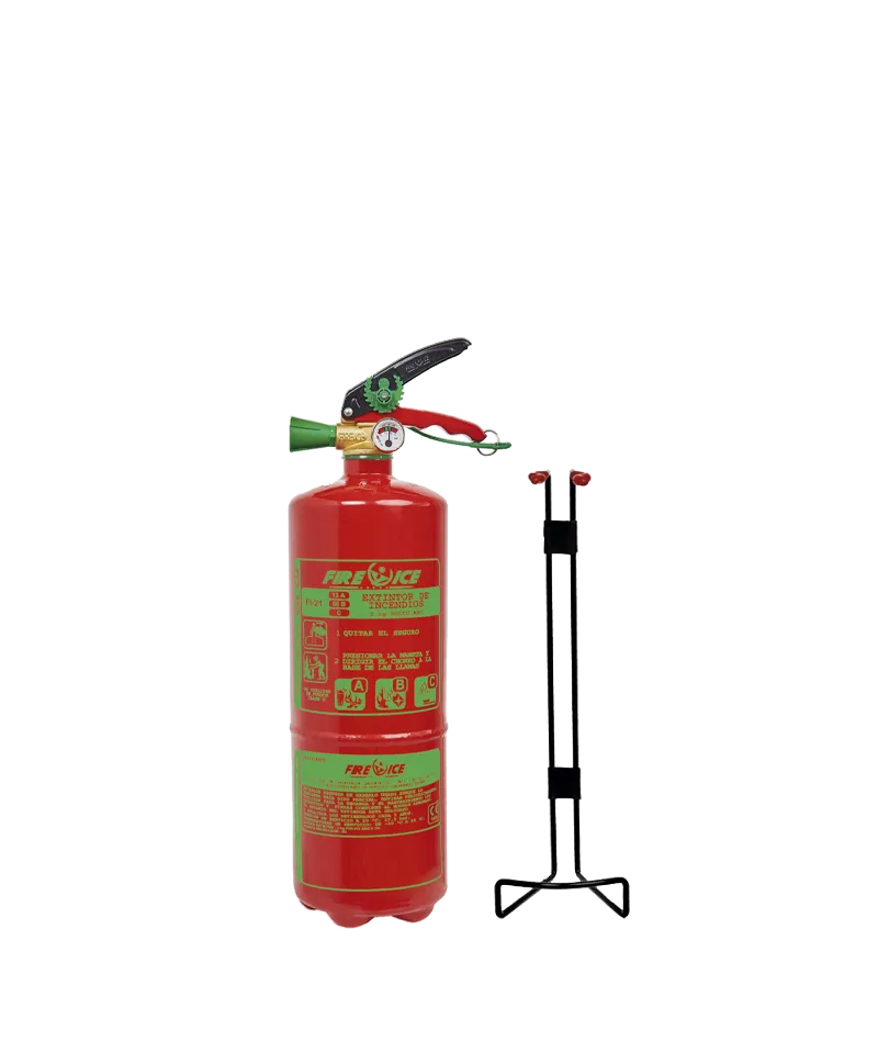 Extintor portátil 2 kg polvo ABC FI 23 eficacia 13A 89B con soporte vehículo