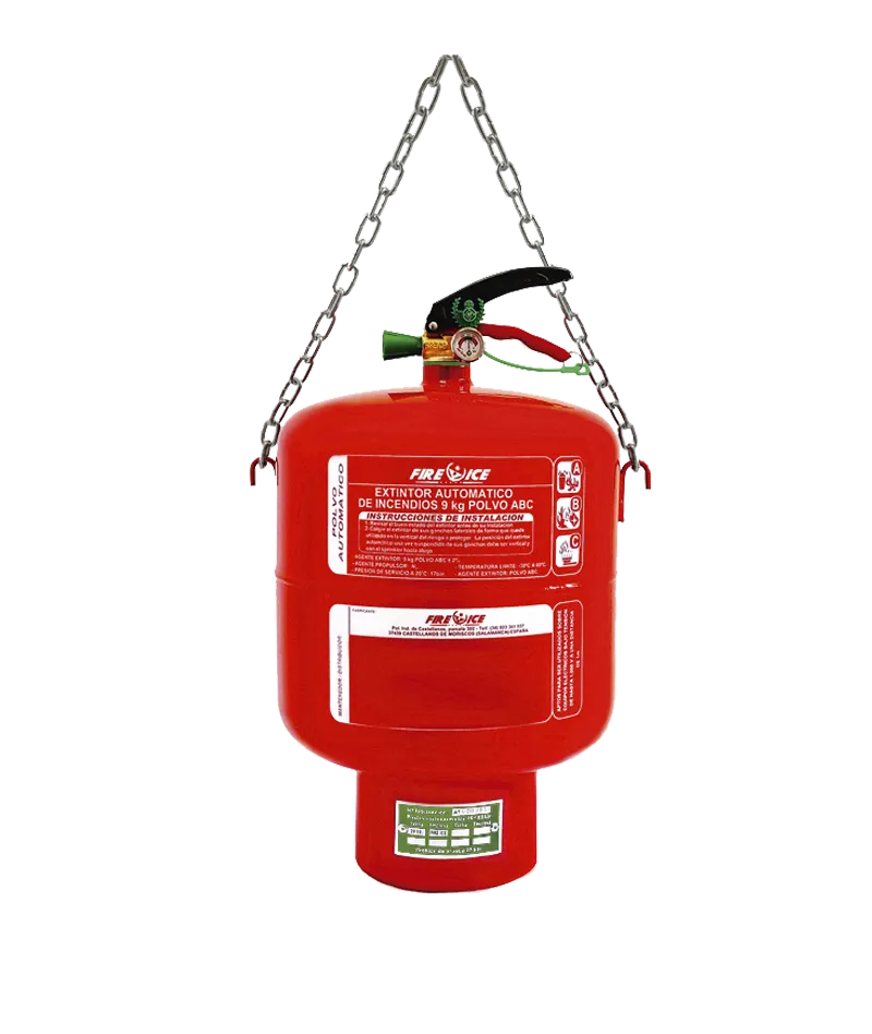 Extintor automático 6 kg polvo ABC serie AT90 con difusor y cadena incluidos